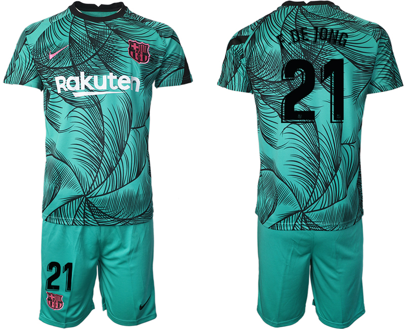 Men 2021 Barcelonagreen training suit #21 soccer jerseys